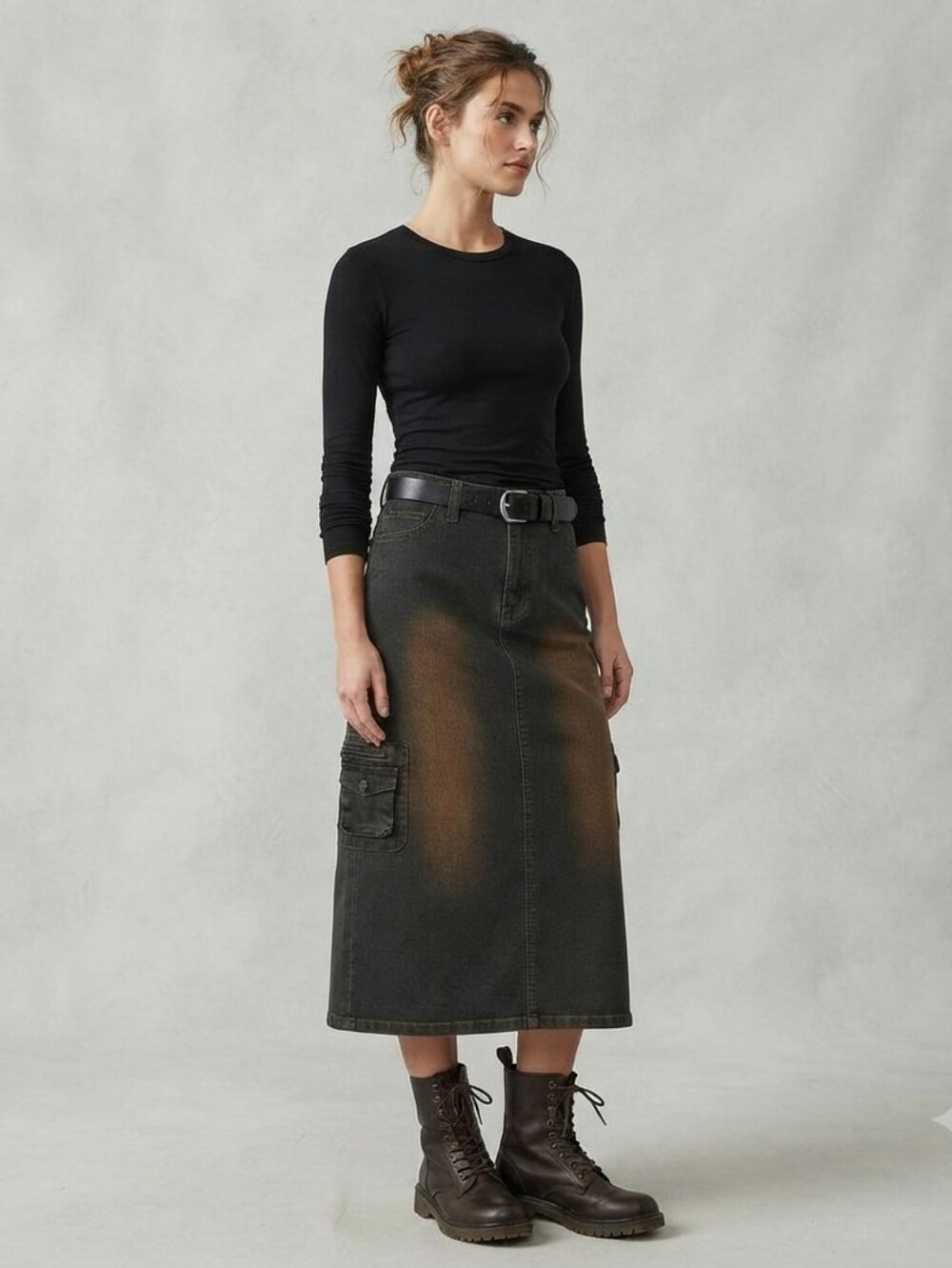 S.X.Y Women's NWT Bleached Midi A-Line Denim Skirt Size 7/8